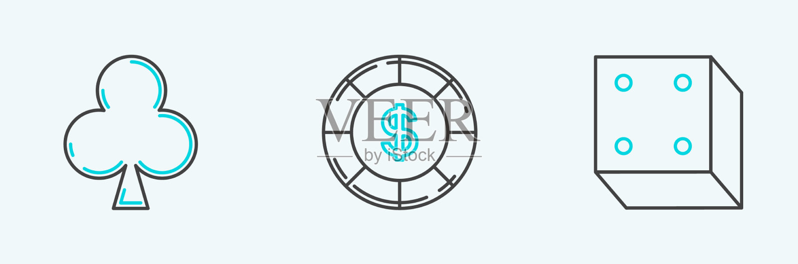 设置线游戏骰子打牌与梅花符号图标素材