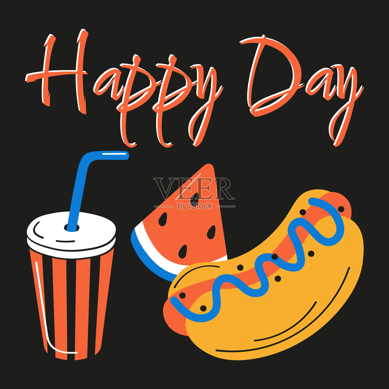 快餐矢量插图。快乐的一天插画图片素材