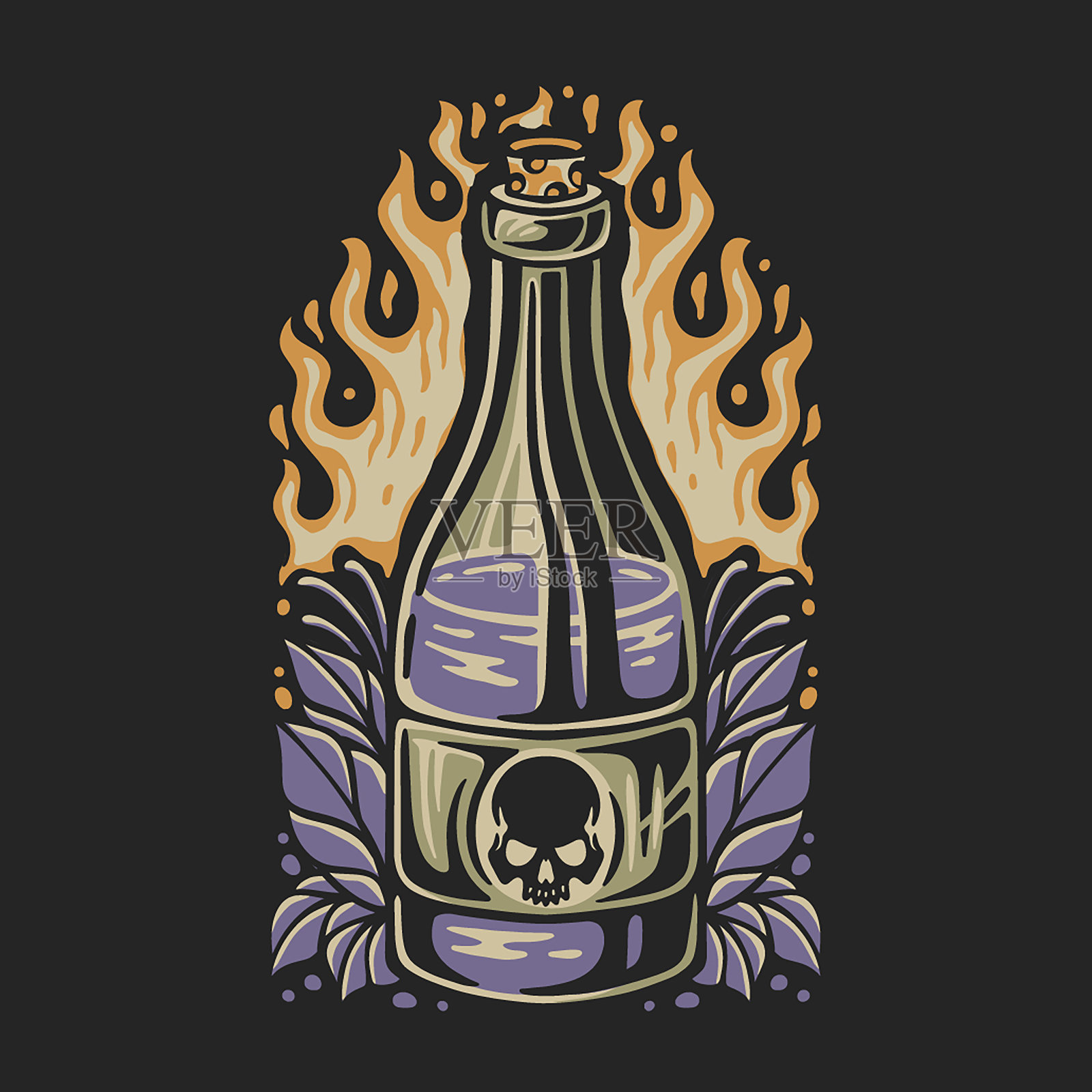 惊人的头骨艺术品矢量设计插画图片素材