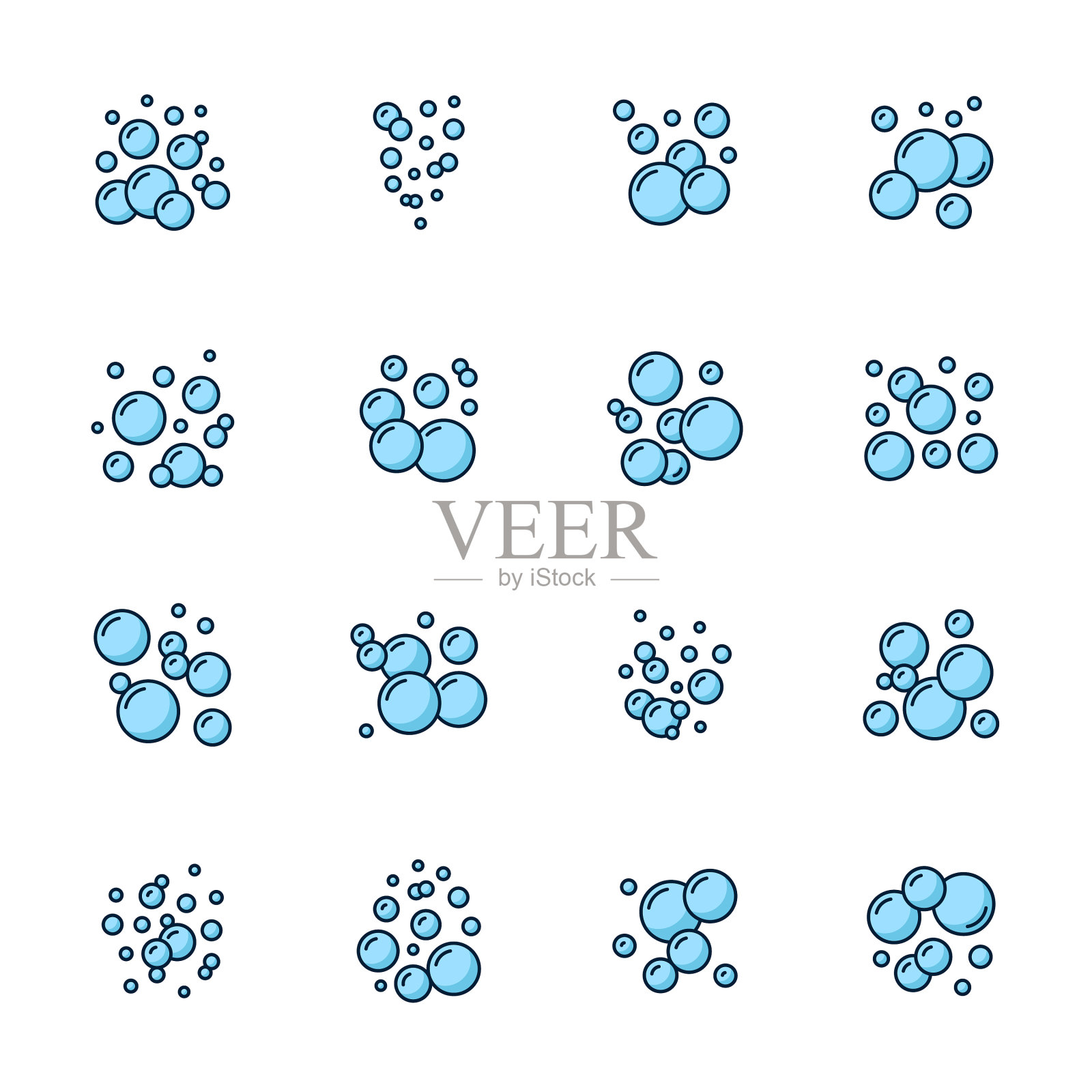 肥皂泡沫或沐浴香波泡沫颜色图标插画图片素材