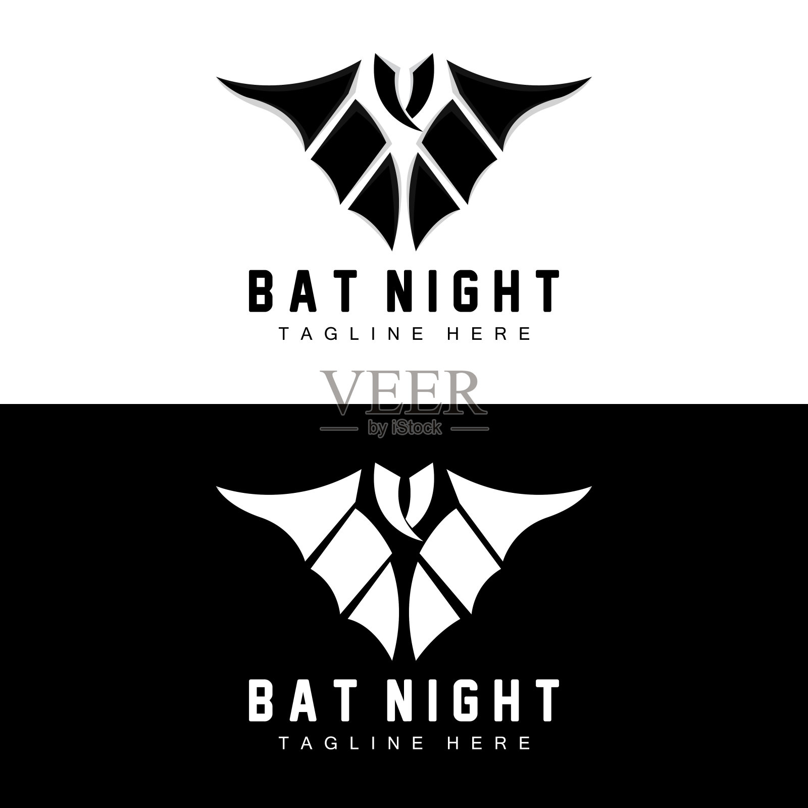 蝙蝠符号，夜间飞行动物图标，公司矢量，万圣节模板设计元素图片