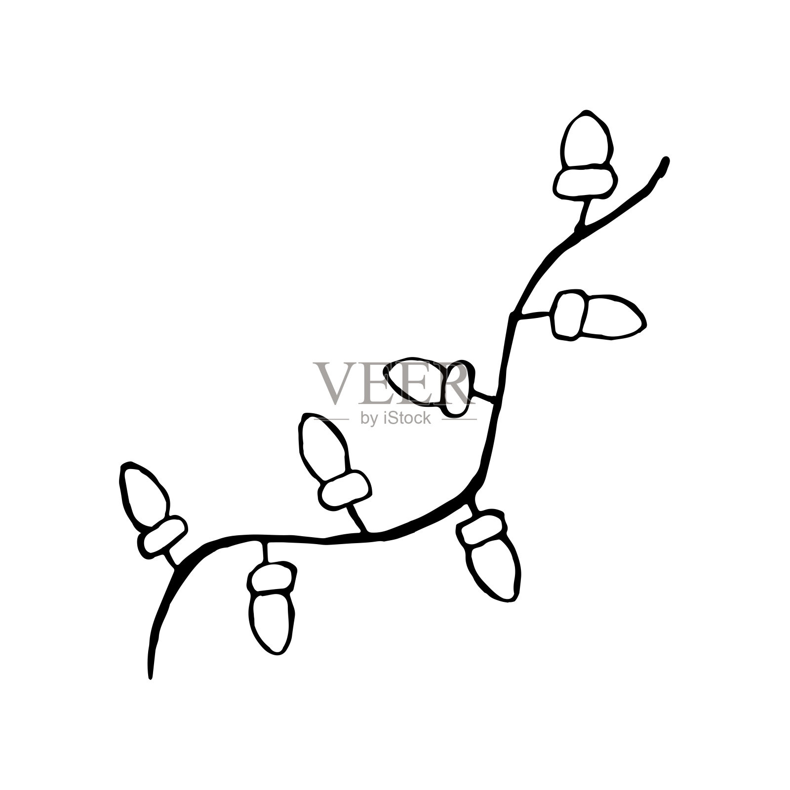 圣诞花环，灯火通明。矢量插图的涂鸦贺卡，海报，贴纸和季节性设计。孤立在白色背景上插画图片素材