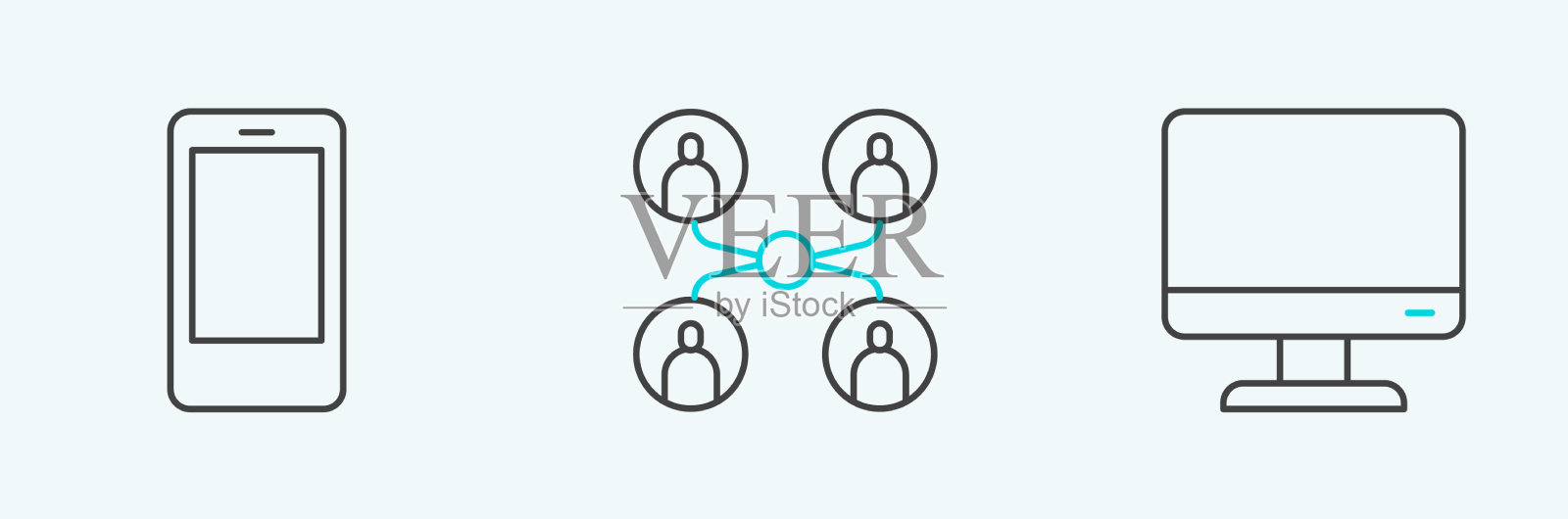 设定行电脑监视器屏幕和手机图标素材