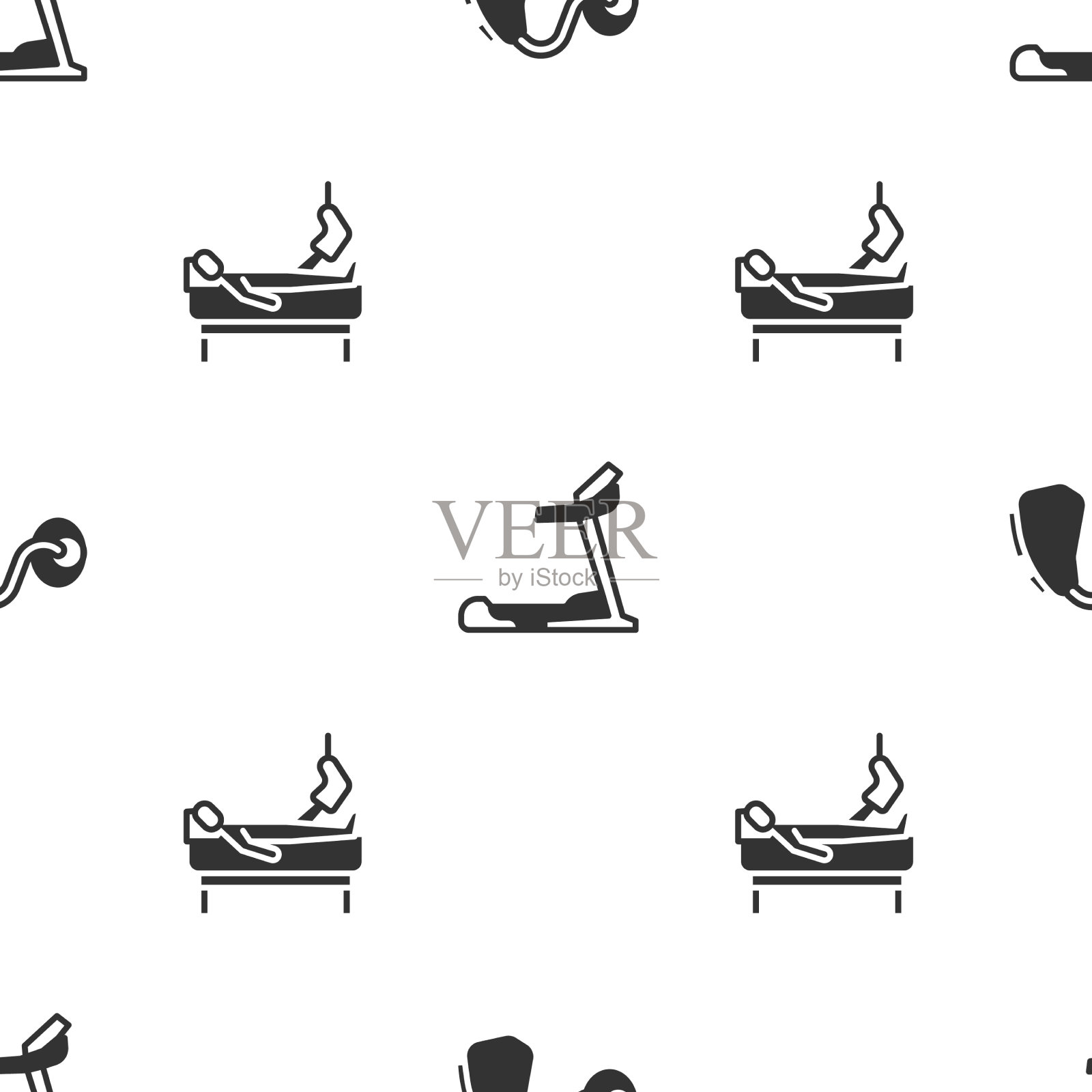 设置助听器、跑步机和患者图标素材