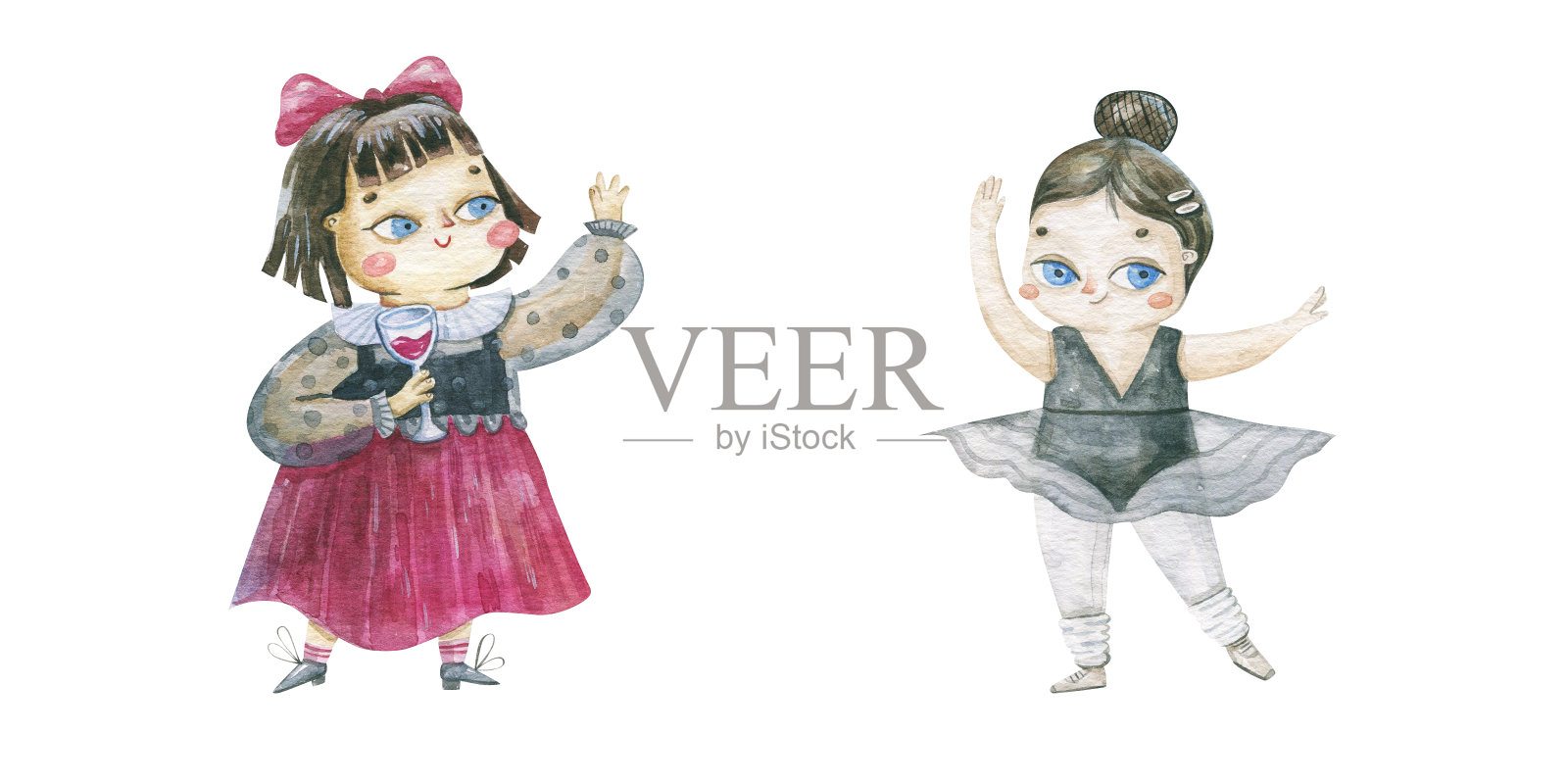 儿童节狂欢服装水彩插画设计插画图片素材