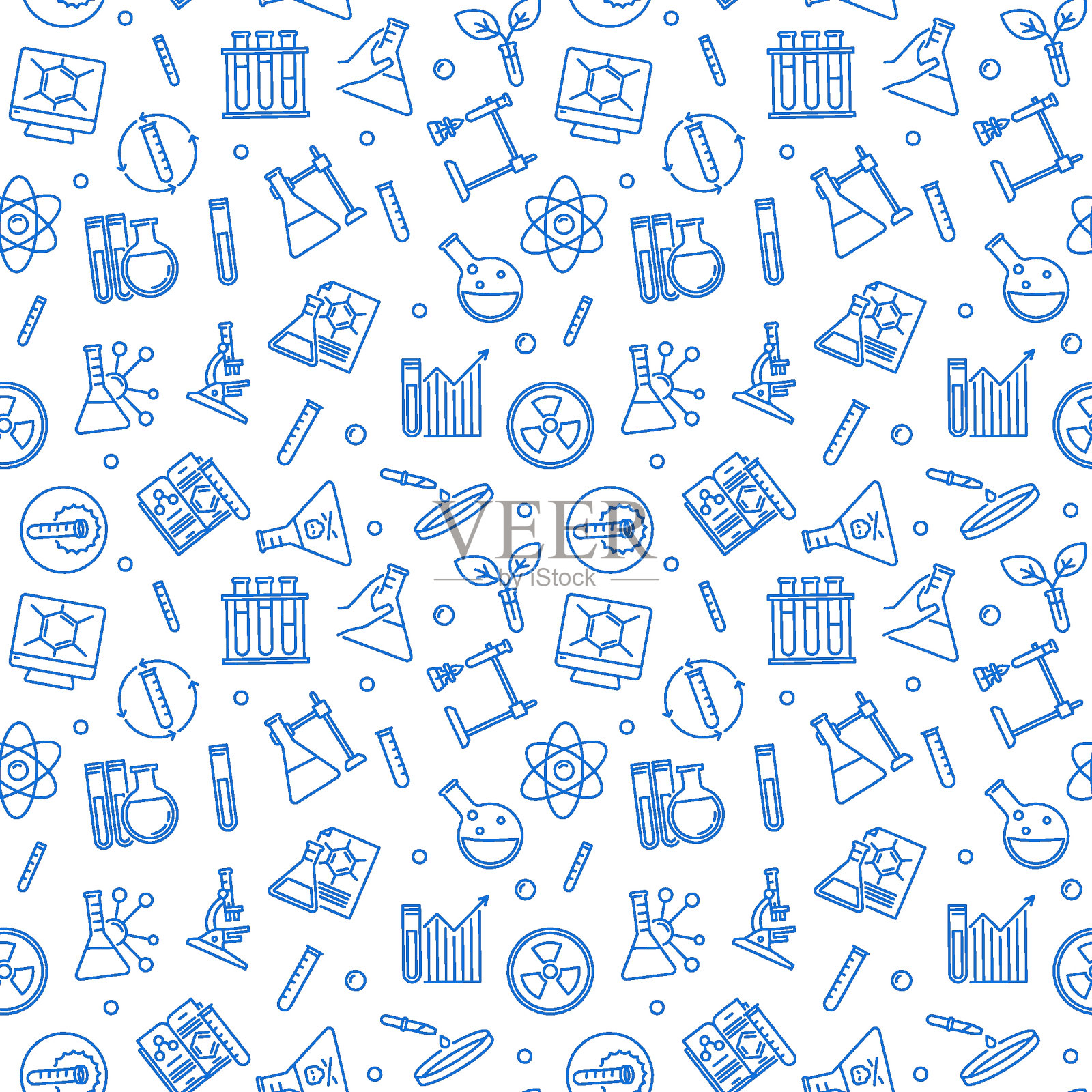化学和科学线性无缝模式-化学矢量概念背景插画图片素材