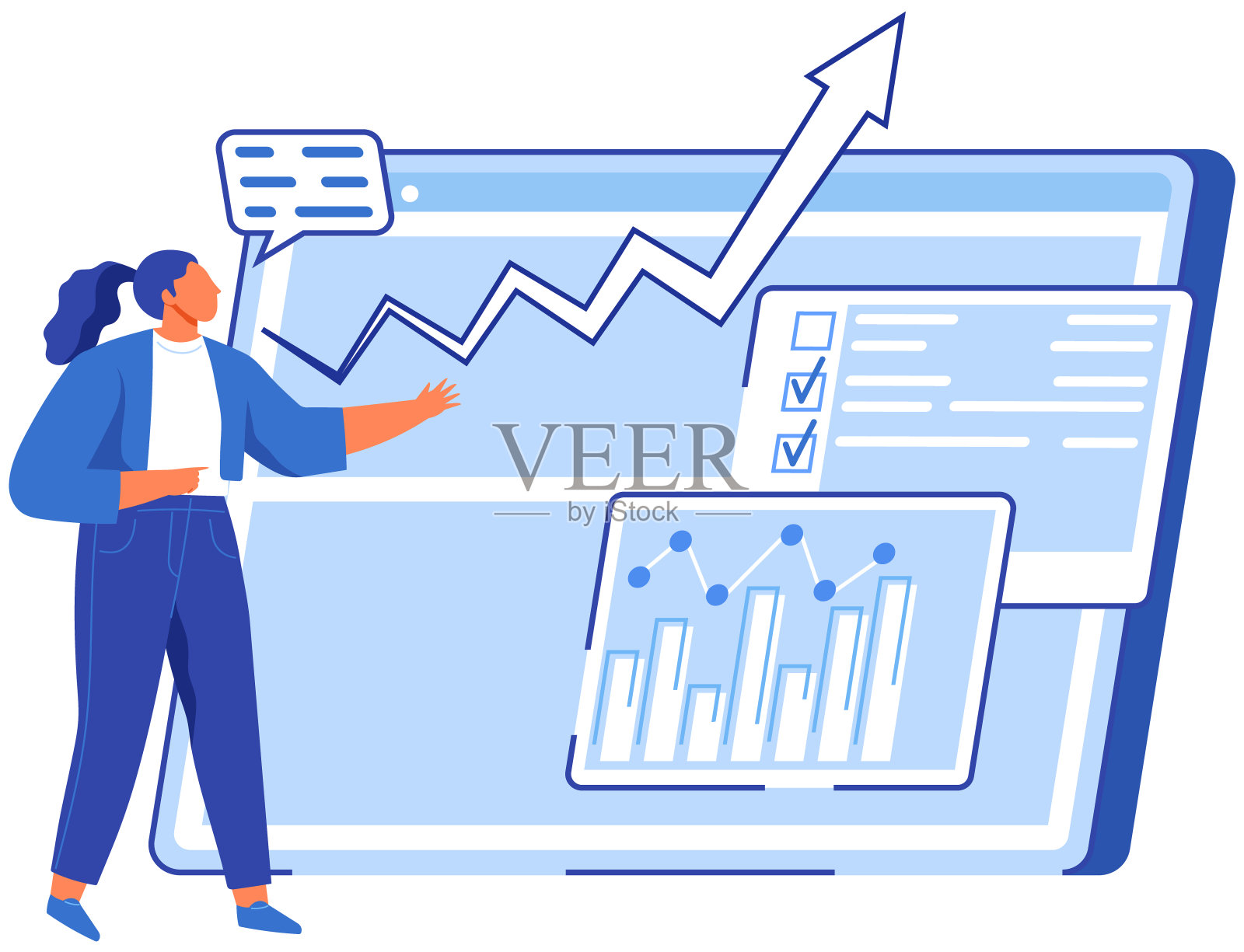 数据分析研究统计概念。战略，业务发展。统计业务研究结果插画图片素材