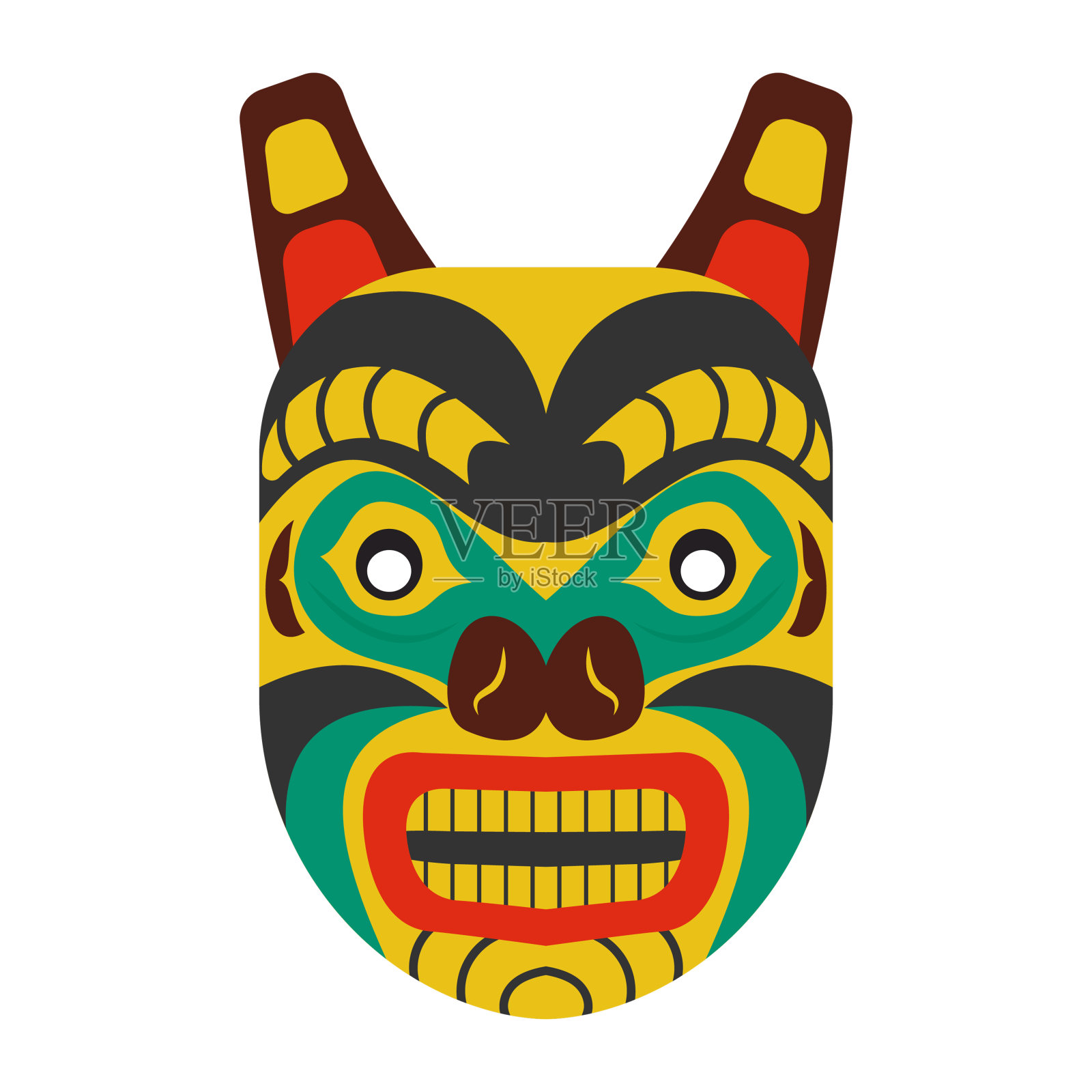 作为仪式服装使用的文化面具的载体设计元素图片