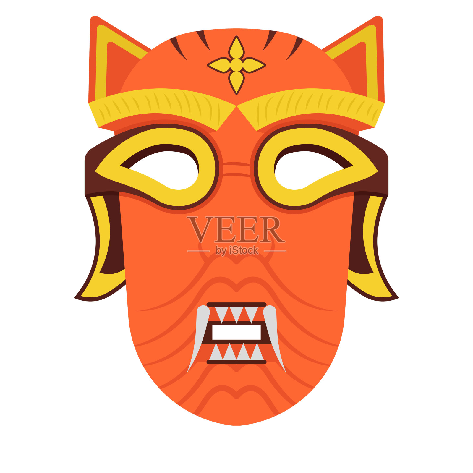 作为仪式服装使用的文化面具的载体插画图片素材