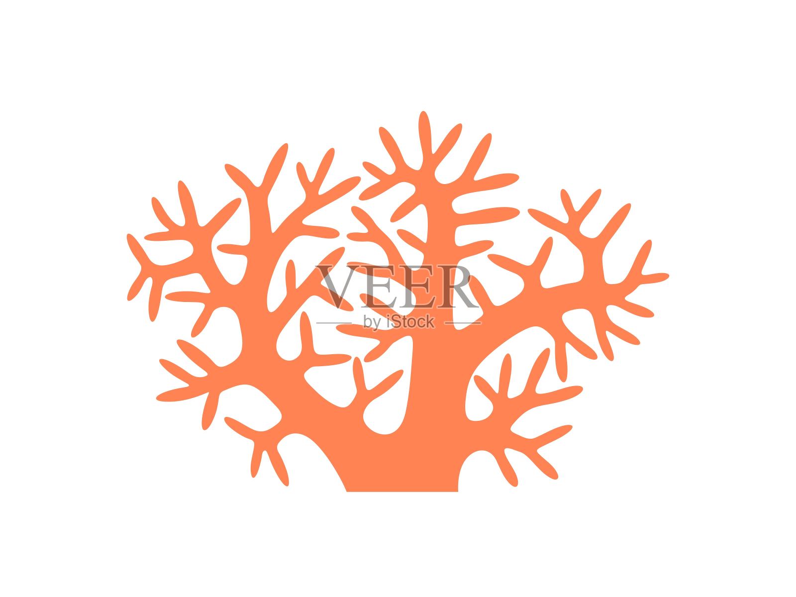 珊瑚的标志。白色背景上的孤立珊瑚插画图片素材