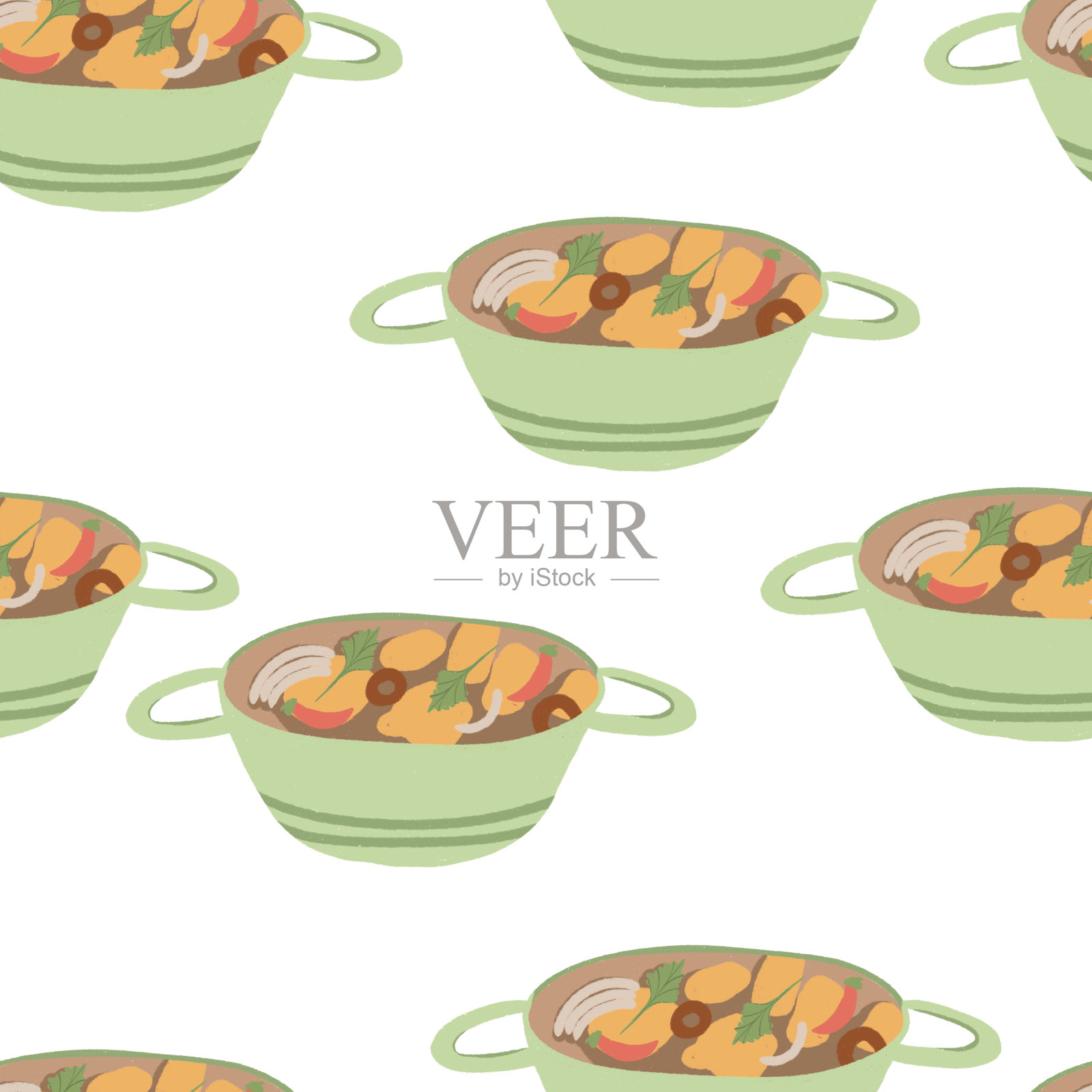 无缝图案中国宫保鸡丁和虾插画图片素材