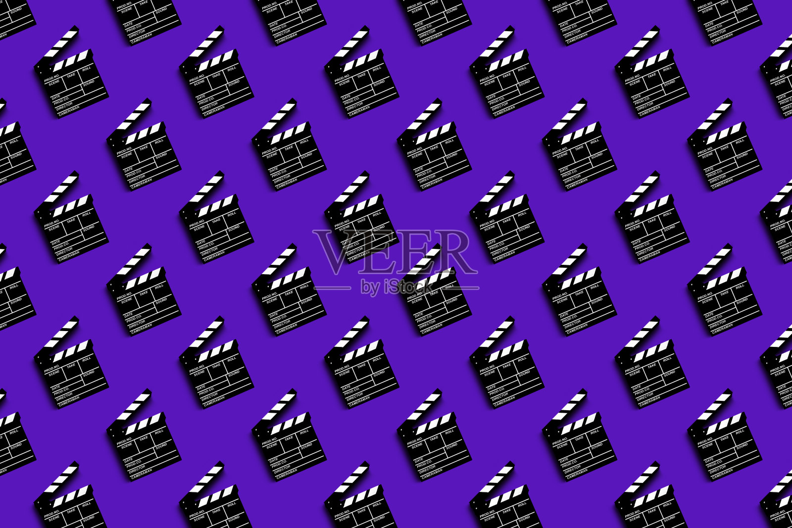 拍板拍摄视频和电影图案的紫色背景照片摄影图片