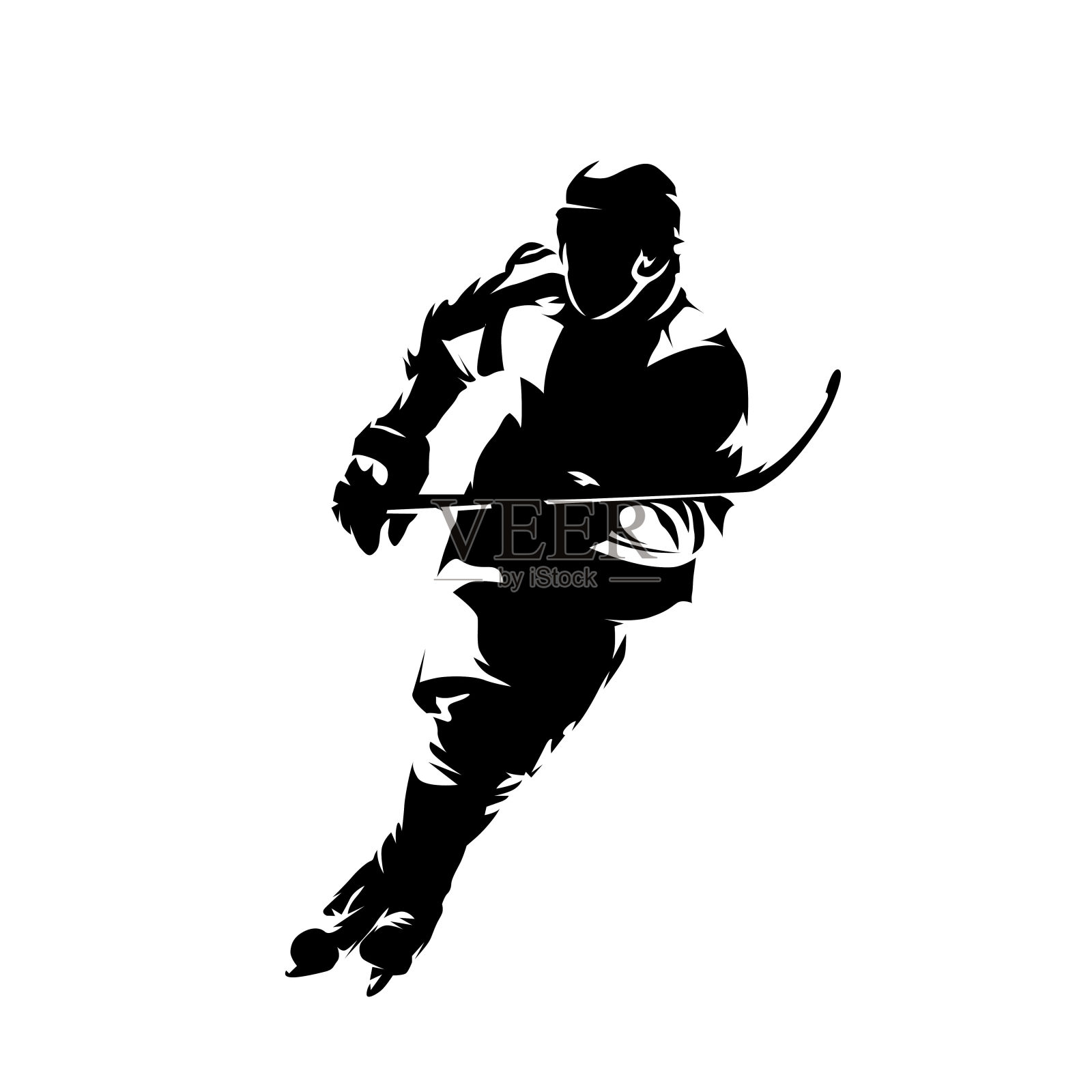 曲棍球运动员，孤立矢量剪影，正面。冬季团体运动运动员插画图片素材