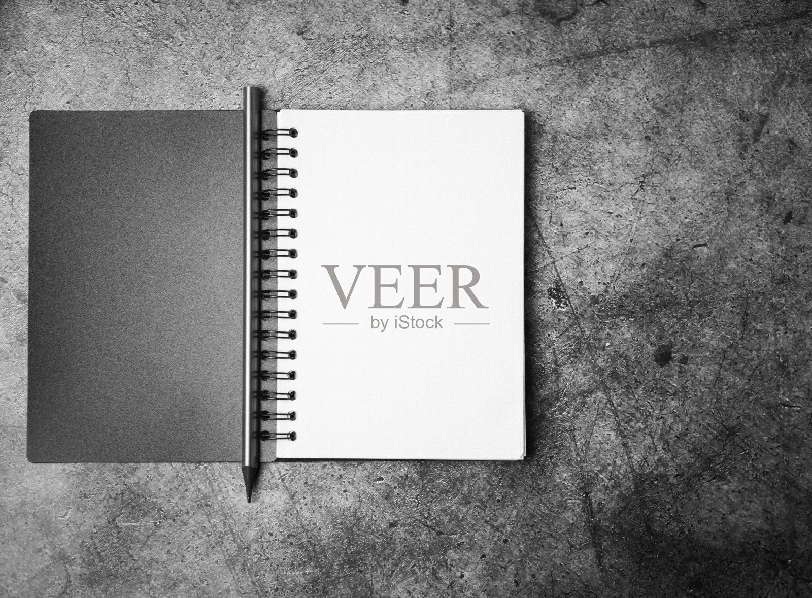 灰色混凝土背景空笔记本与文本空间照片摄影图片