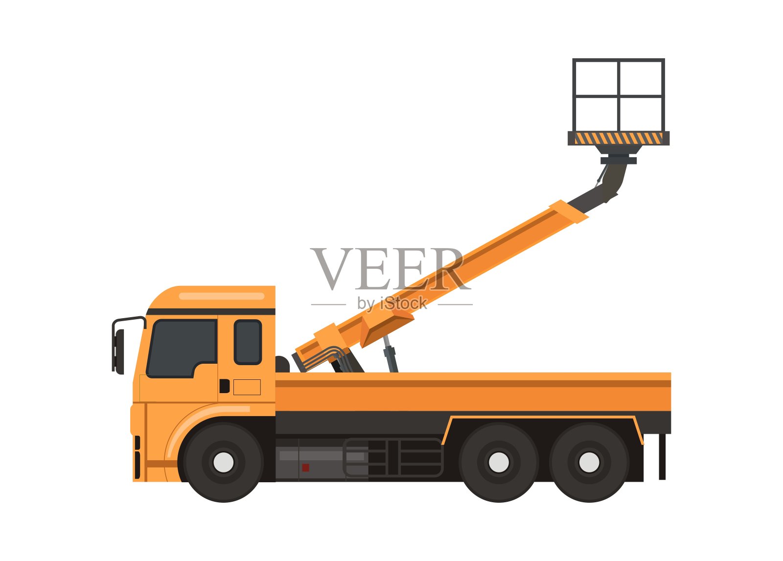 吊杆卡车。简单的平面插图。插画图片素材