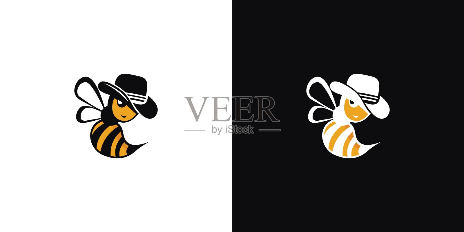 一只蜜蜂飞行的矢量卡通插图。蜜蜂图标插画图片素材