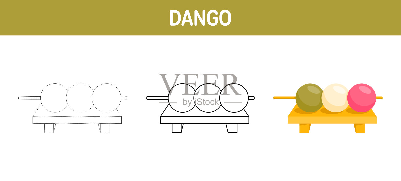 Dango追踪和着色工作表的孩子插画图片素材