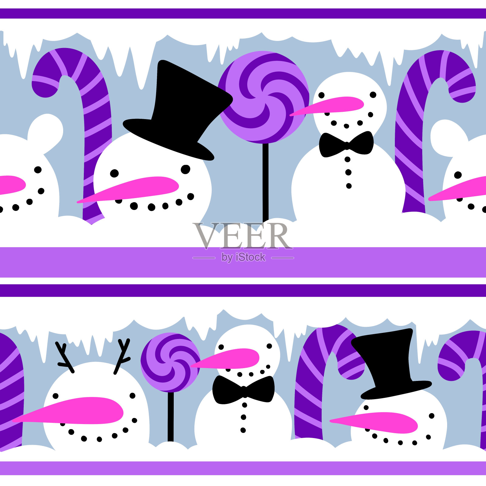 冬季印花与雪人和雪花设计模板素材