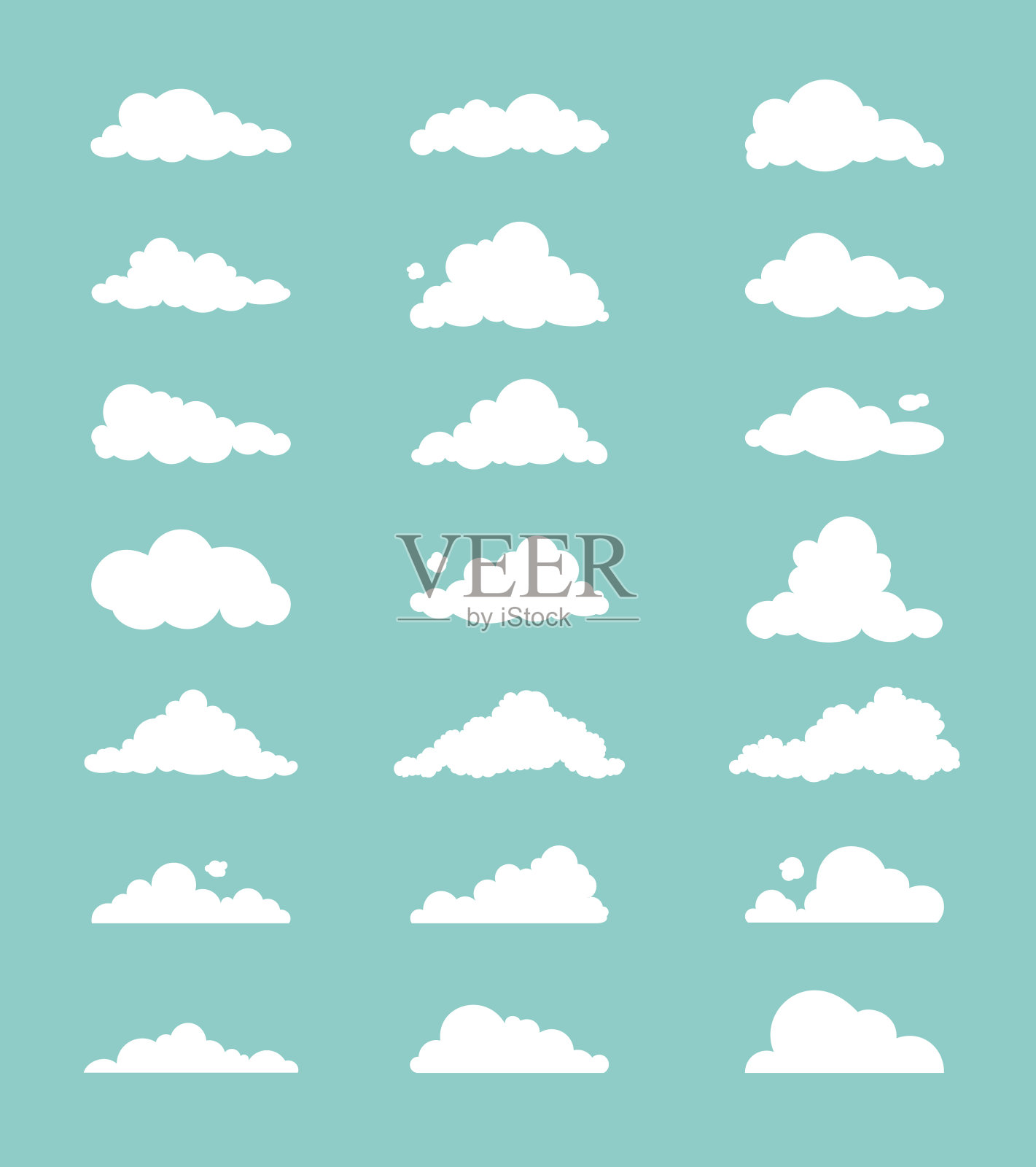 云层孤立在蓝色背景上插画图片素材