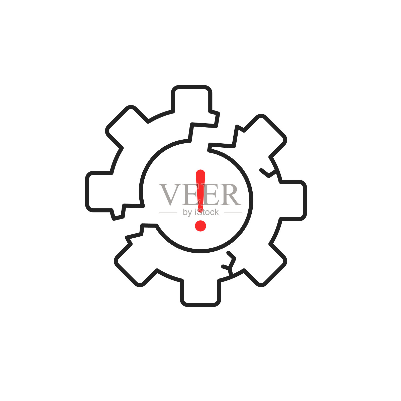 破坏图标与细线破碎齿轮图标素材
