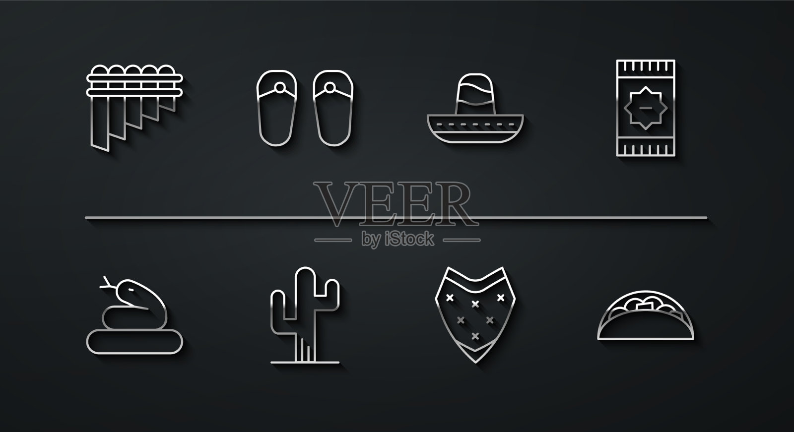 套线排箫蛇墨西哥地毯雨披图标素材