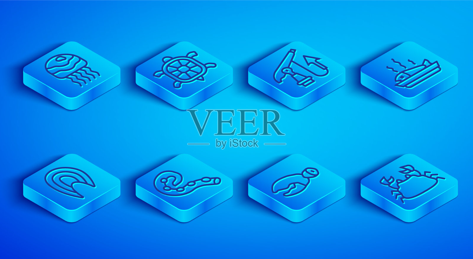 套线水母龟鱼叉图标素材