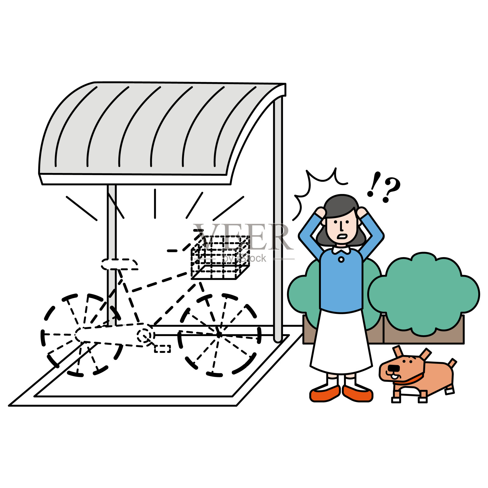 一个女人惊讶自己的车被偷了设计元素图片