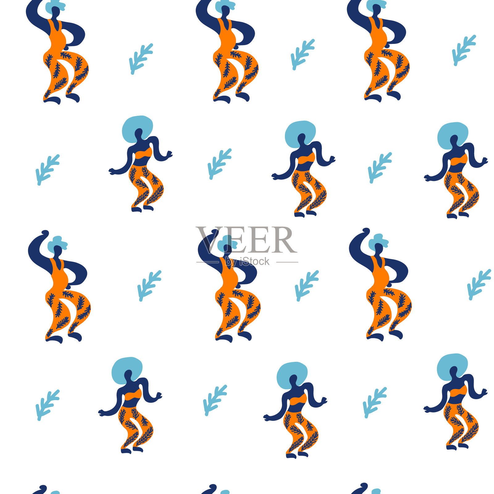 矢量图案与跳舞的女人和男人插画图片素材