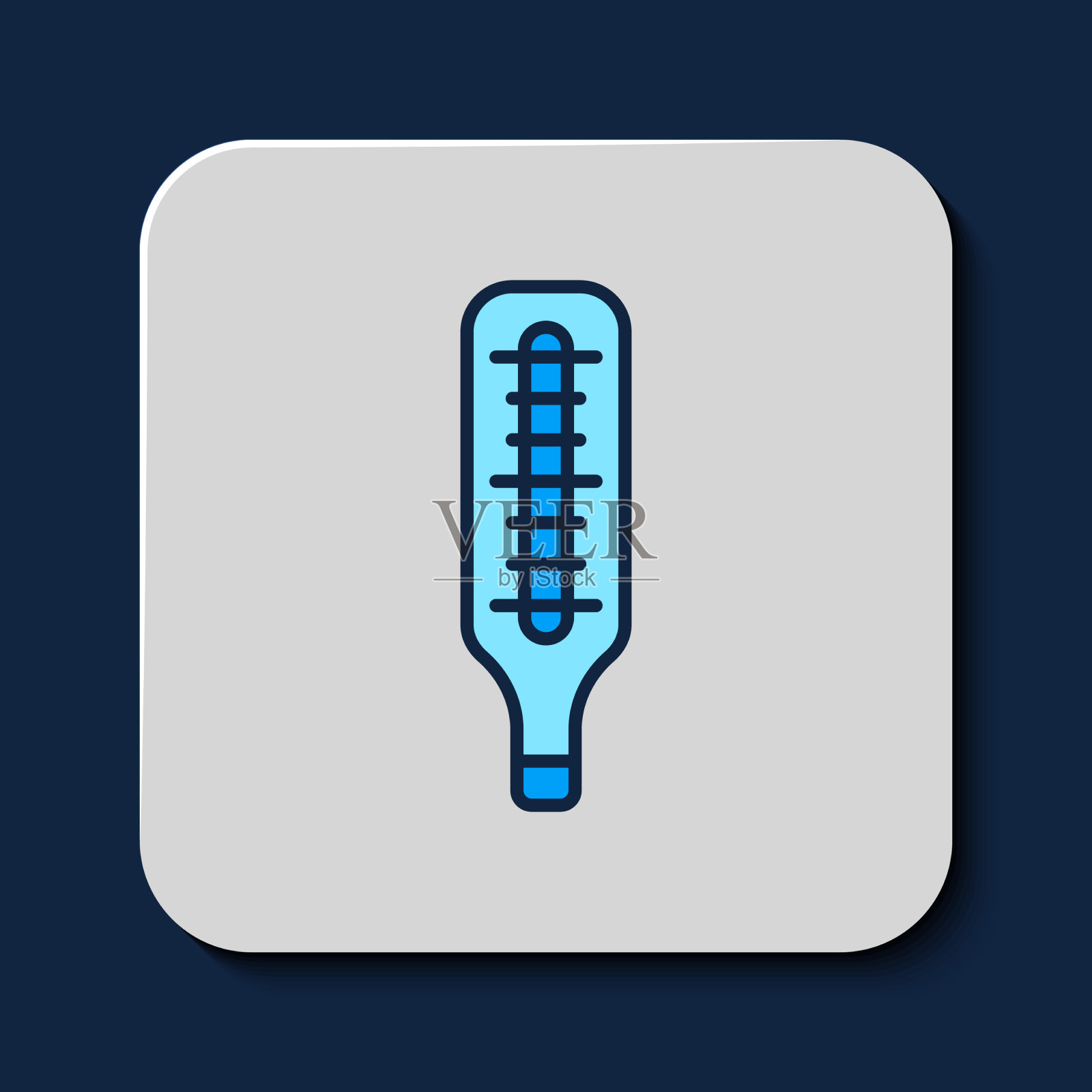 填充轮廓医疗温度计的医疗图标素材