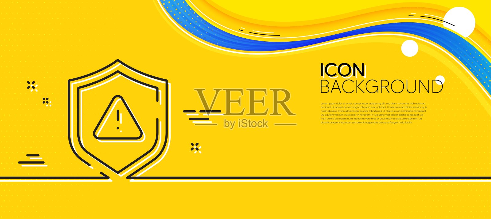 盾线图标。隐私安全标志。最小线黄色横幅。向量插画图片素材