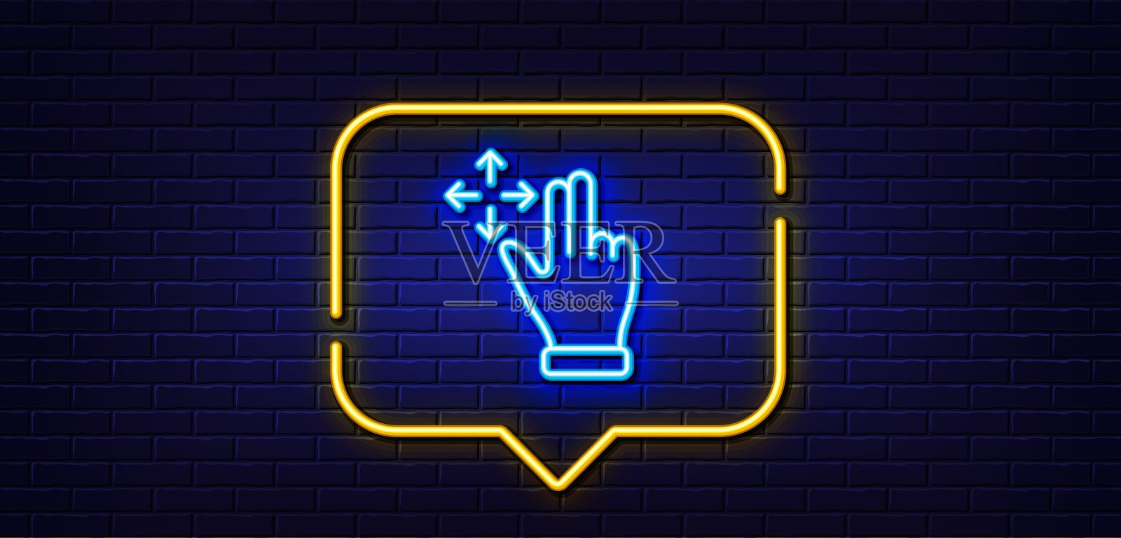 移动手势线图标。滑动箭头标志。刷卡的行动。霓虹灯语音泡泡。向量图标素材