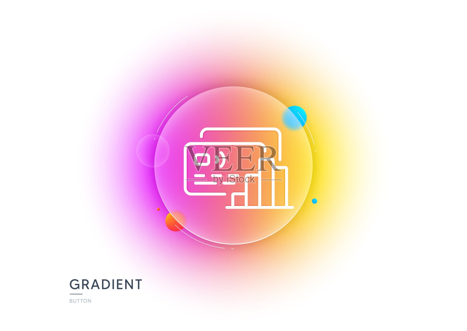 信用卡线路图标。银行付款标志。渐变模糊按钮。向量插画图片素材