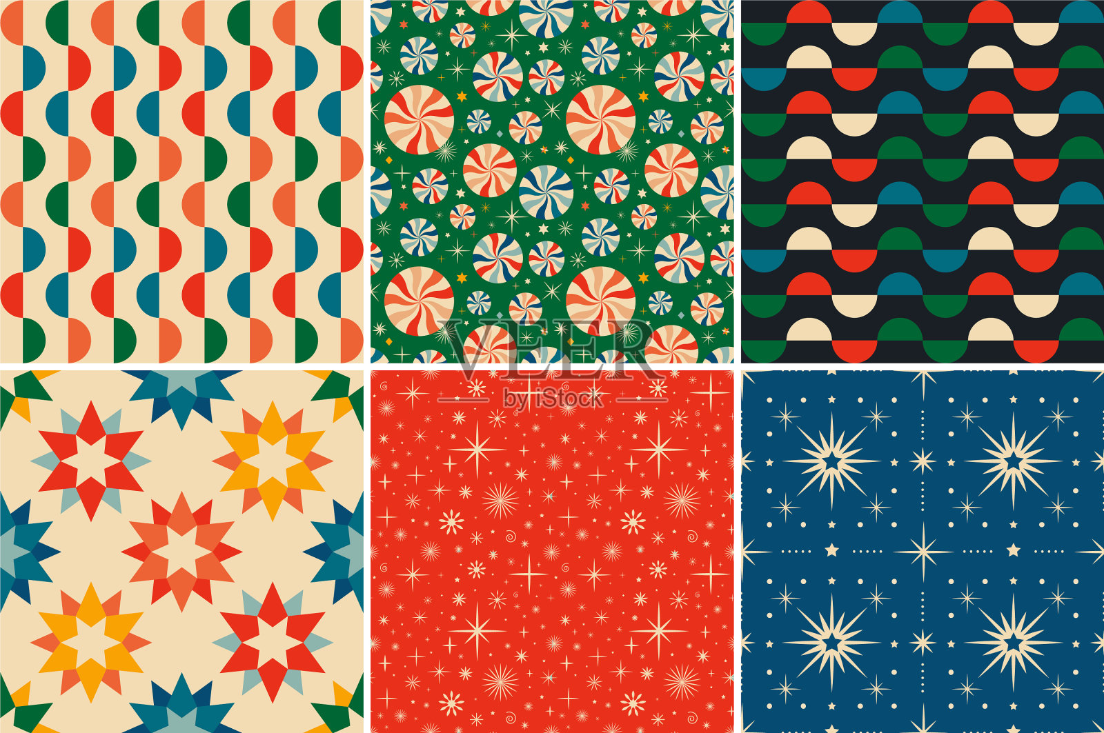 复古的圣诞无缝图案插画图片素材