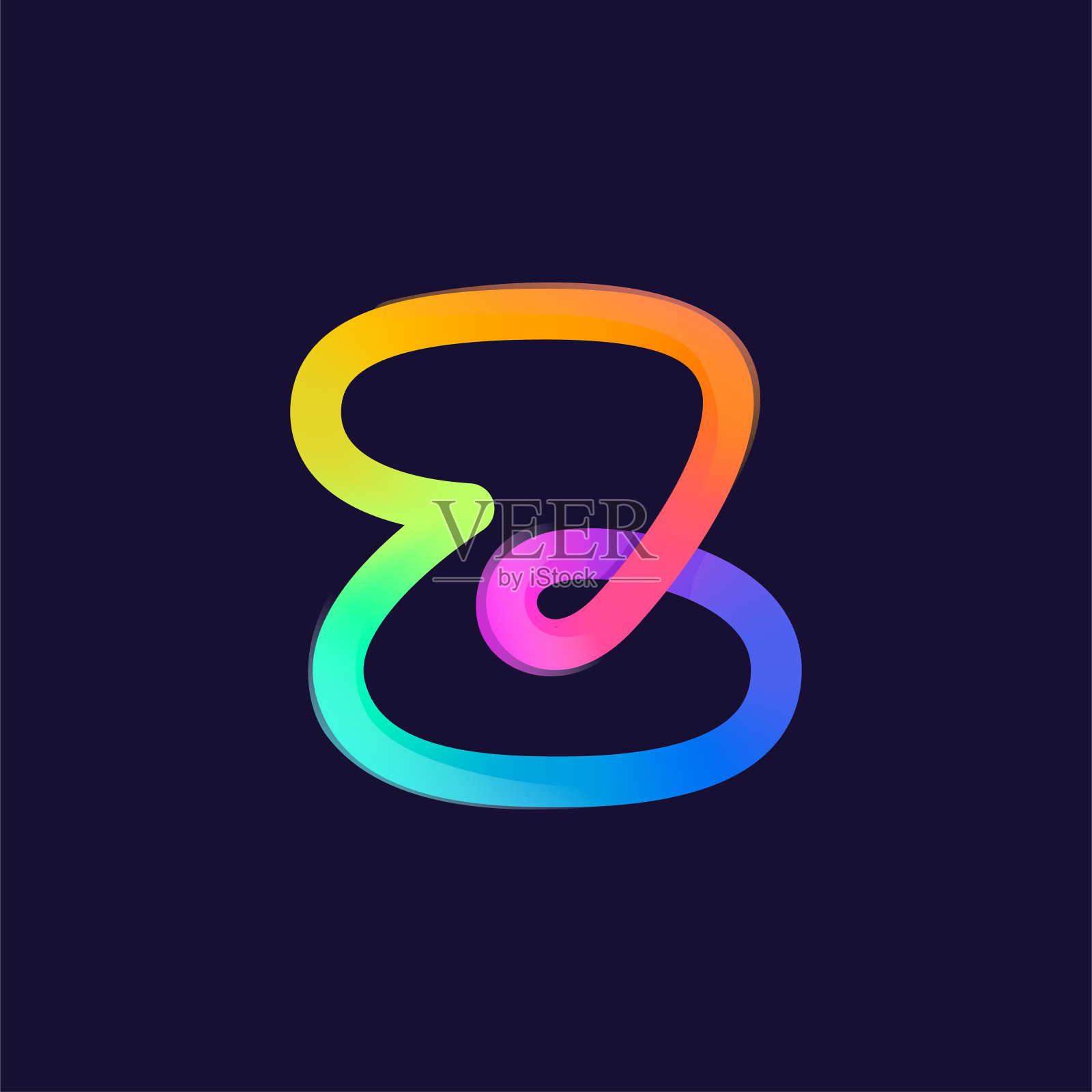 字母Z标志。彩虹渐变一条线图标。重叠的多色徽章与光泽。插画图片素材