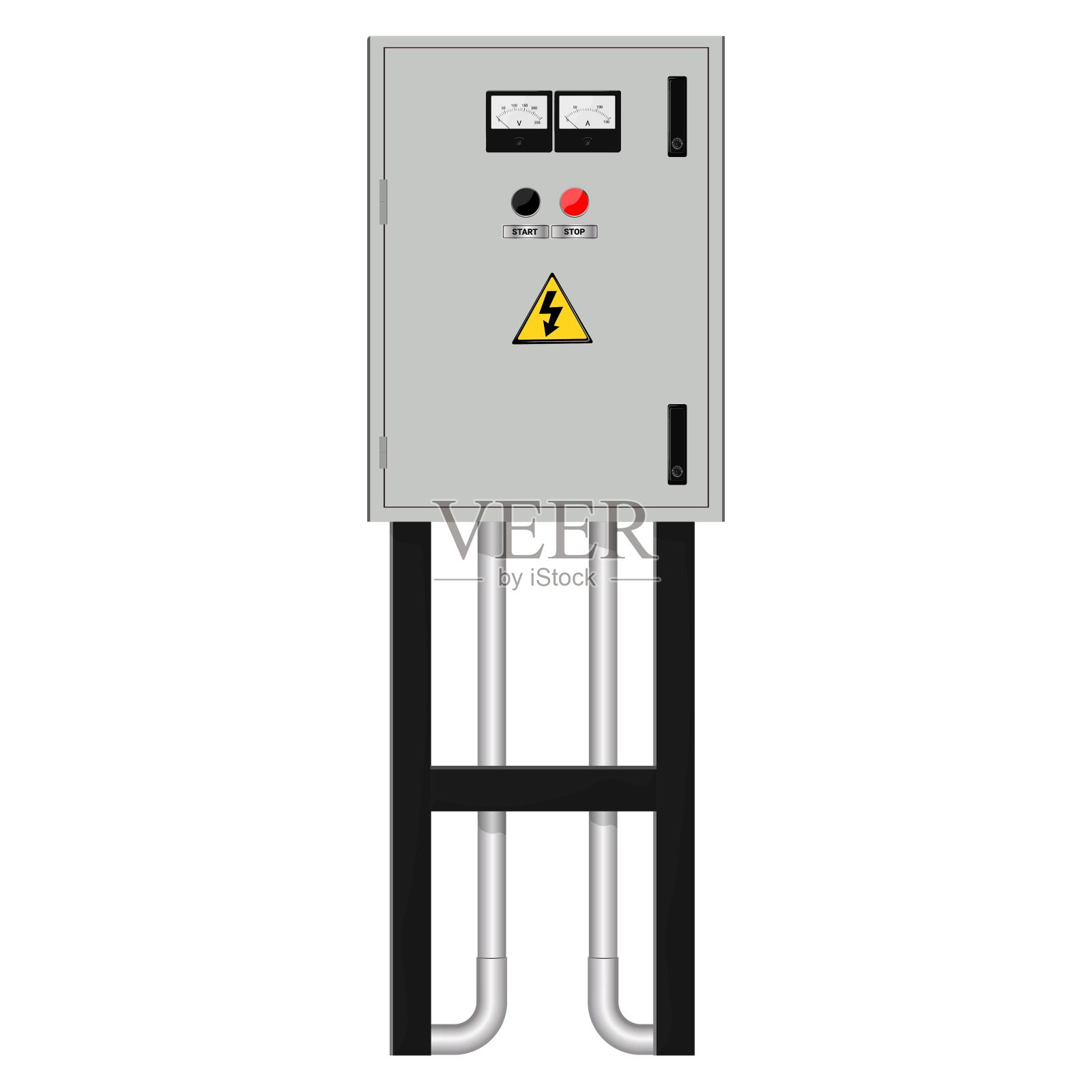 电气箱，工业电气控制面板。矢量图设计元素图片