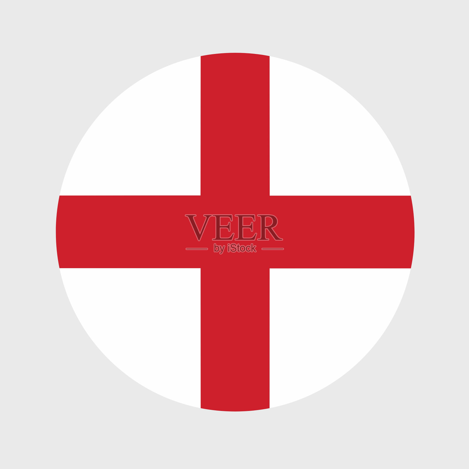 矢量插图的平圆形的英格兰国旗。官方国旗按钮图标形状。插画图片素材