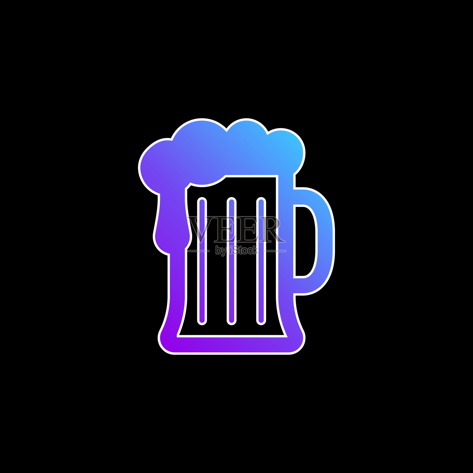 啤酒蓝色梯度矢量图标插画图片素材