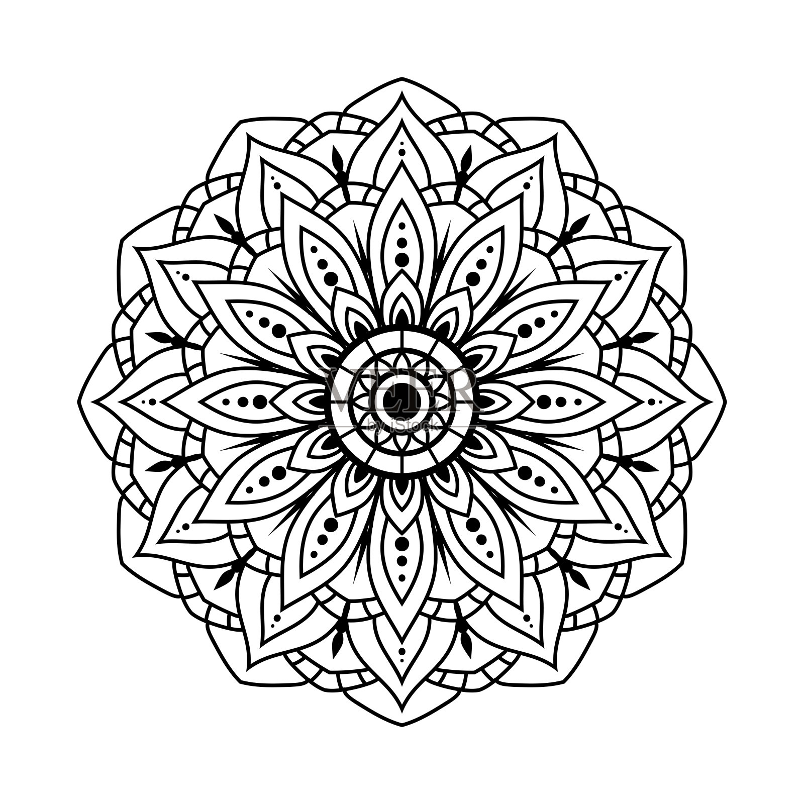 圆形图案花卉曼陀罗装饰插画图片素材