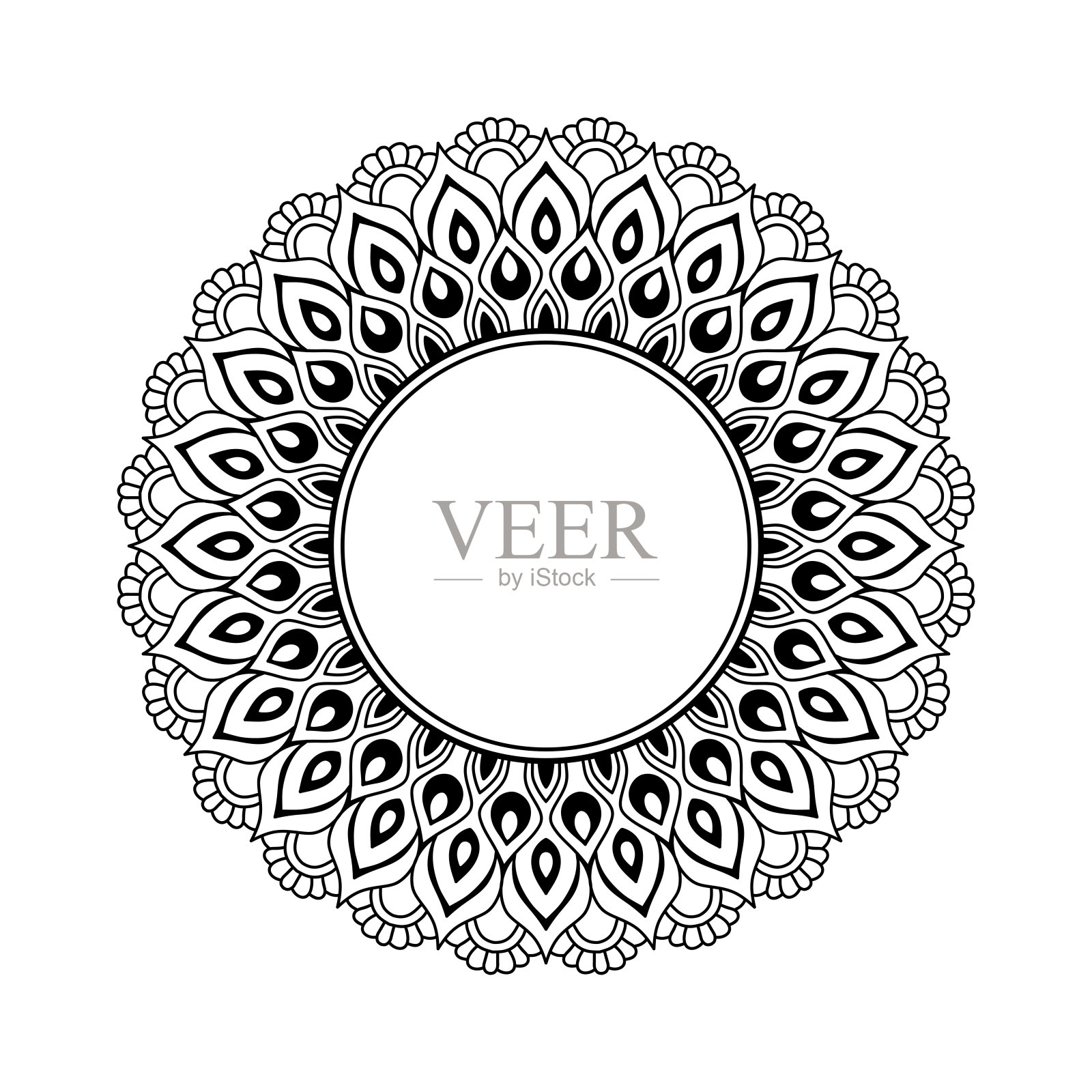 曼陀罗线描设计矢量插图插画图片素材