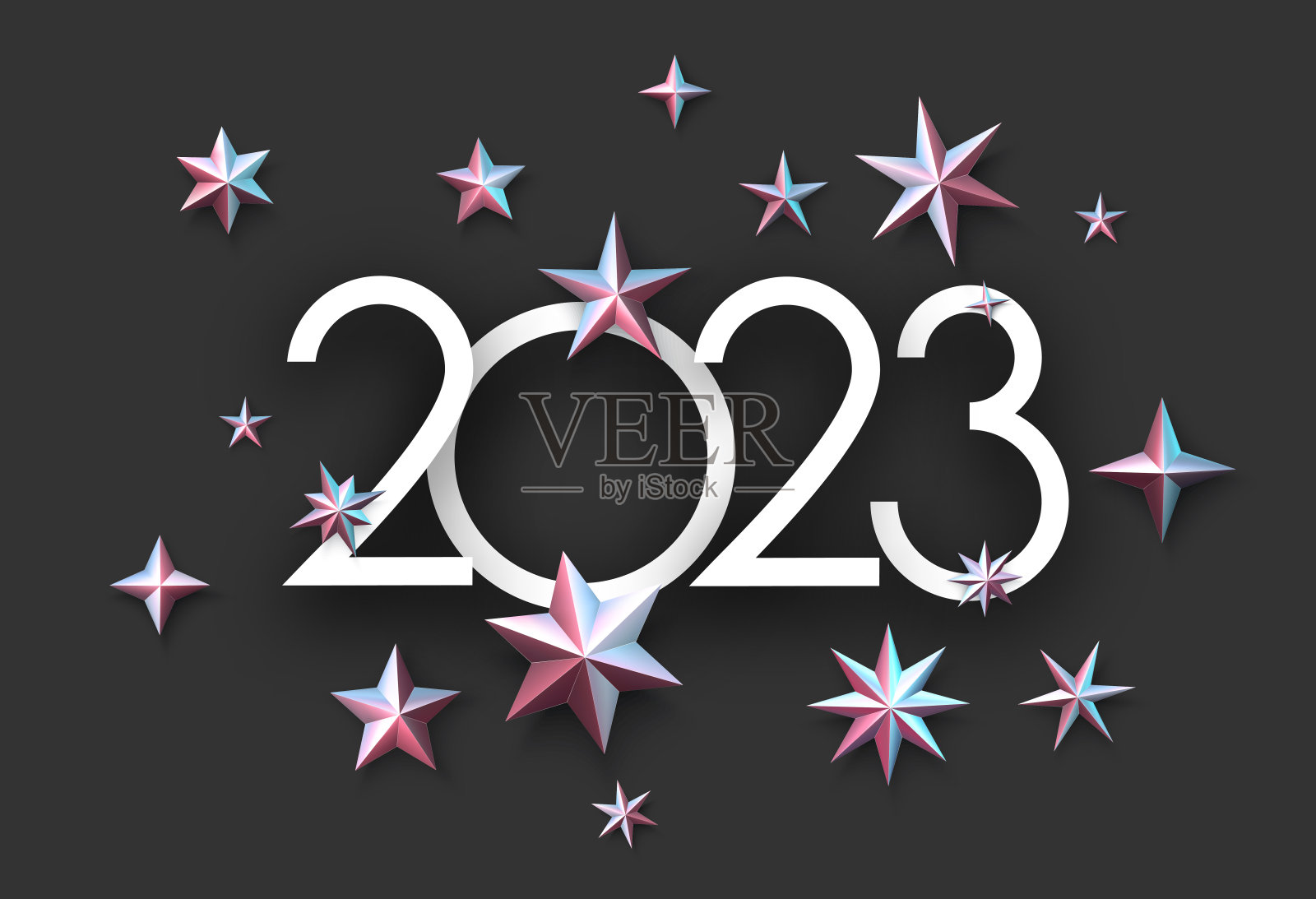 2023标志用金属散星纸屑。插画图片素材