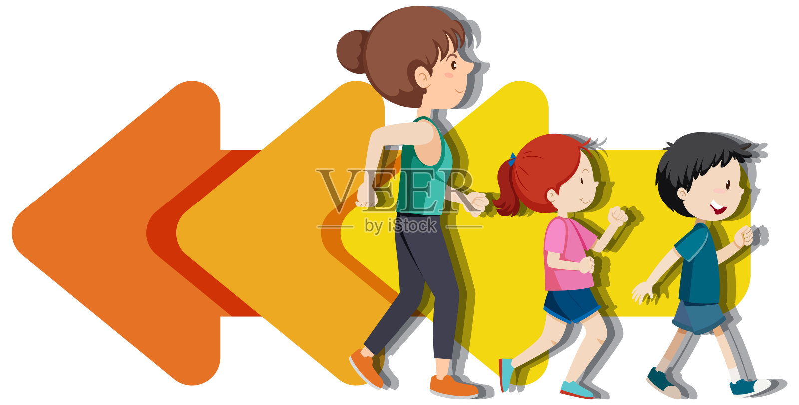 人们倒着走的漫画插画图片素材