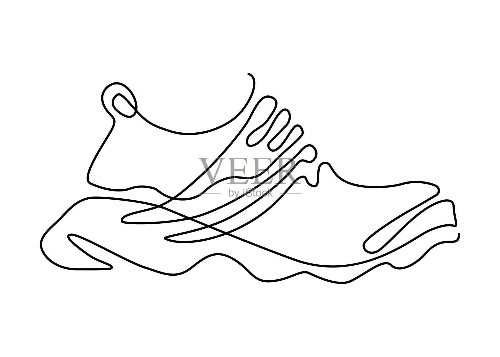 运动鞋子。运动鞋。连续画线。平面设计的矢量插图。插画图片素材