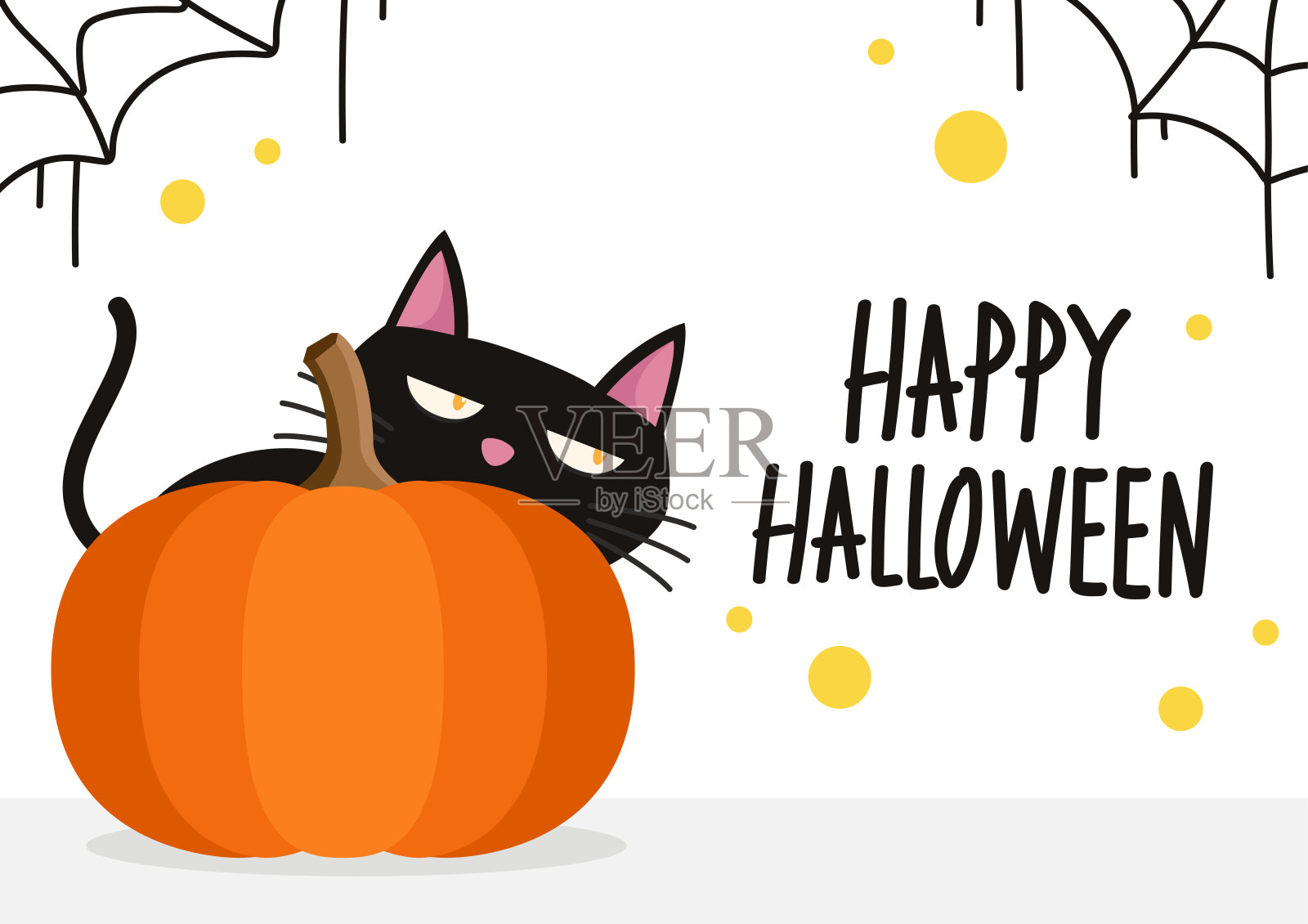 万圣节海报设计。万圣节快乐壁纸。黑猫卡通。插画图片素材