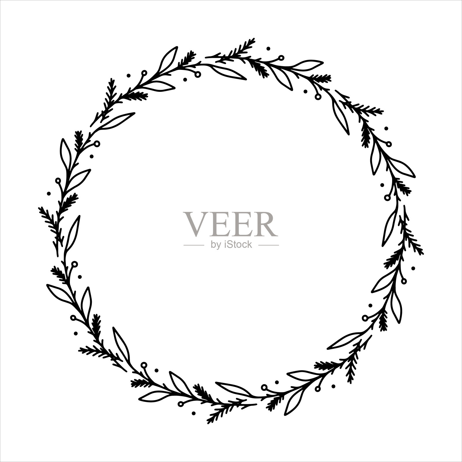 手绘圣诞花环插画图片素材