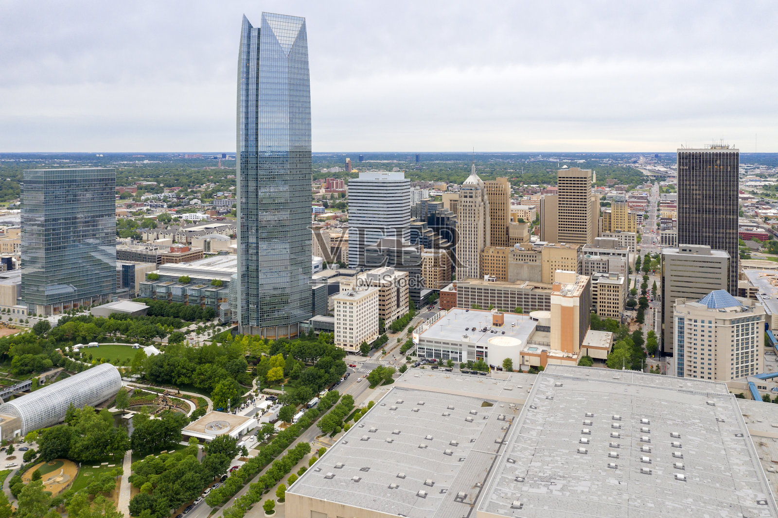 俄克拉荷马市中心，鸟瞰图照片摄影图片