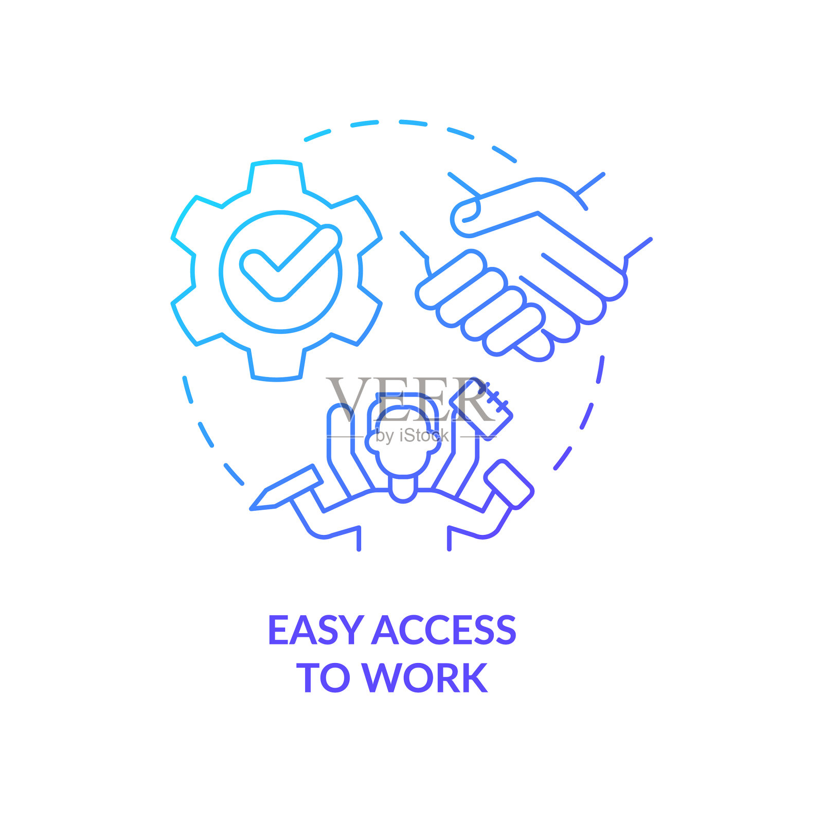 轻松访问工作蓝色渐变概念图标插画图片素材