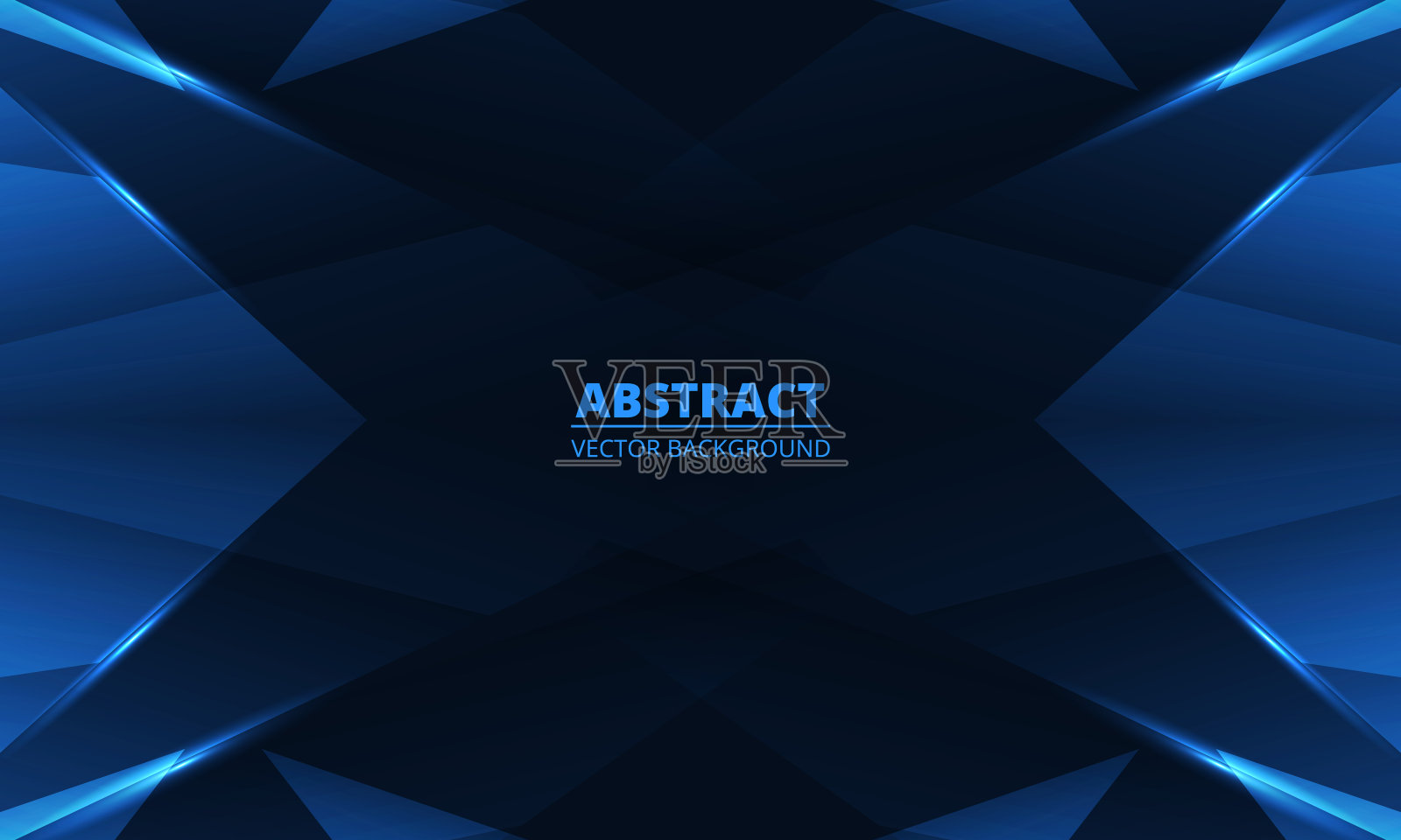 抽象的蓝色背景与几何动态发光线。插画图片素材