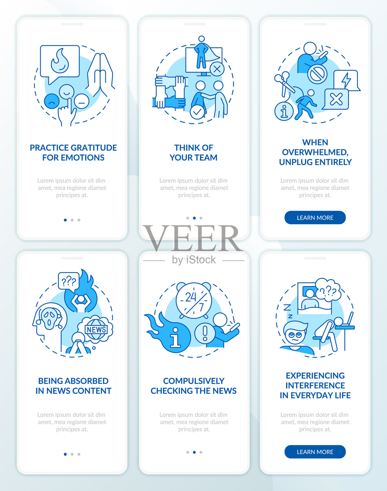 媒体疲劳蓝色车载应用程序屏幕插画图片素材