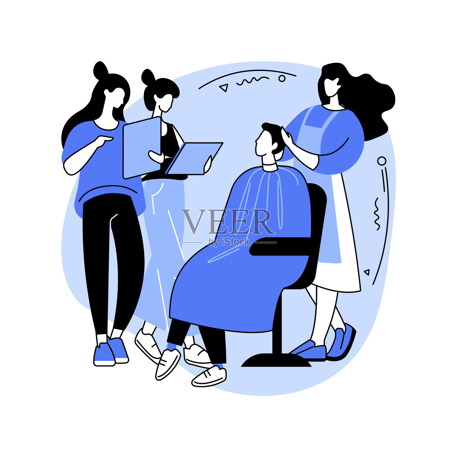 美发师工作室孤立卡通设计元素图片