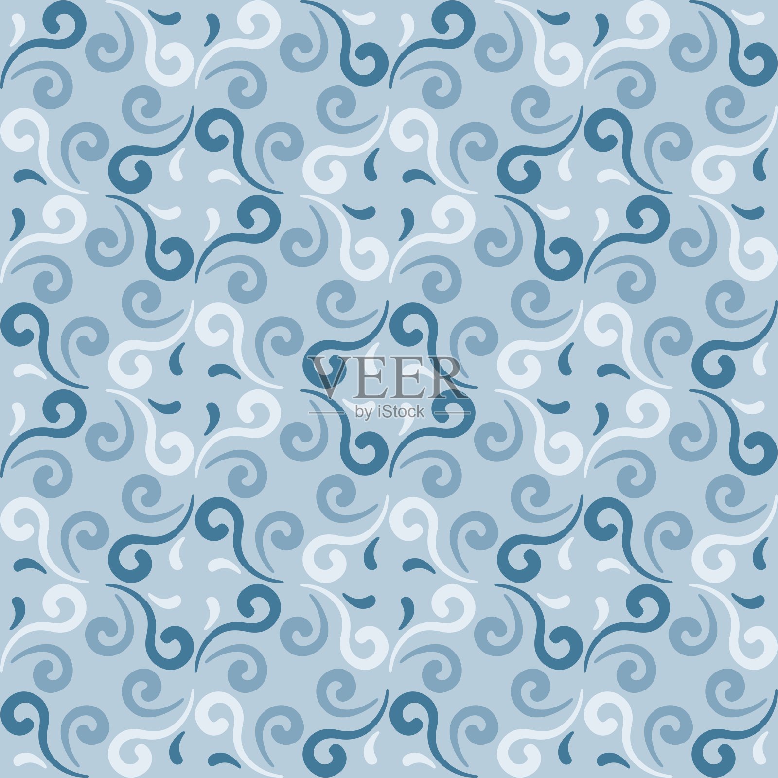 传统风格的无缝瓷砖图案。简单抽象的螺旋形状。平面矢量图形。插画图片素材